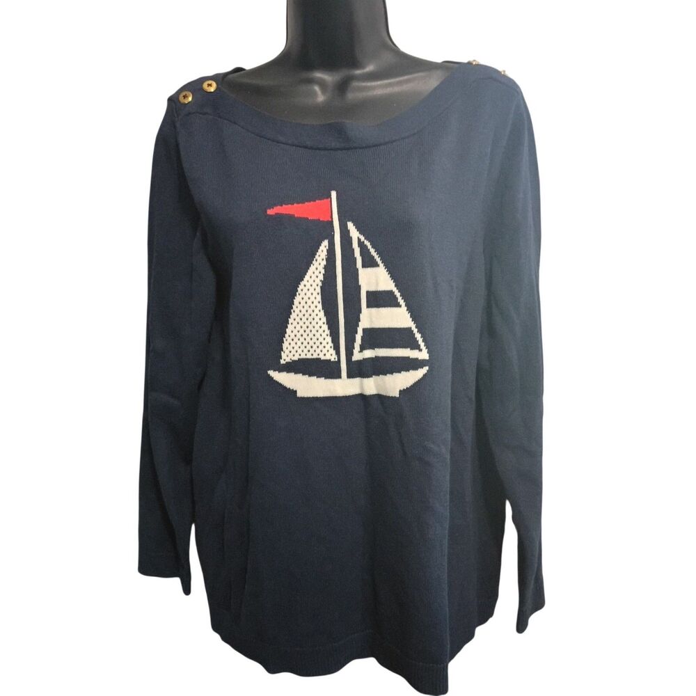 Charter Club Shirt XL Navy Blue Coastal Old Money Sweater Sailing Boating Top